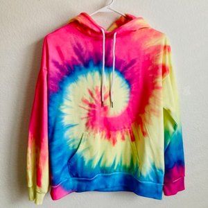 Womens Hoodie Top Tie Dye Printed Sweatshirt Long Sleeve Pullover
